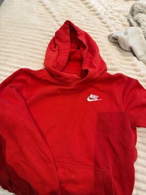 Nike Red Hoodie with White Swoosh Logo
